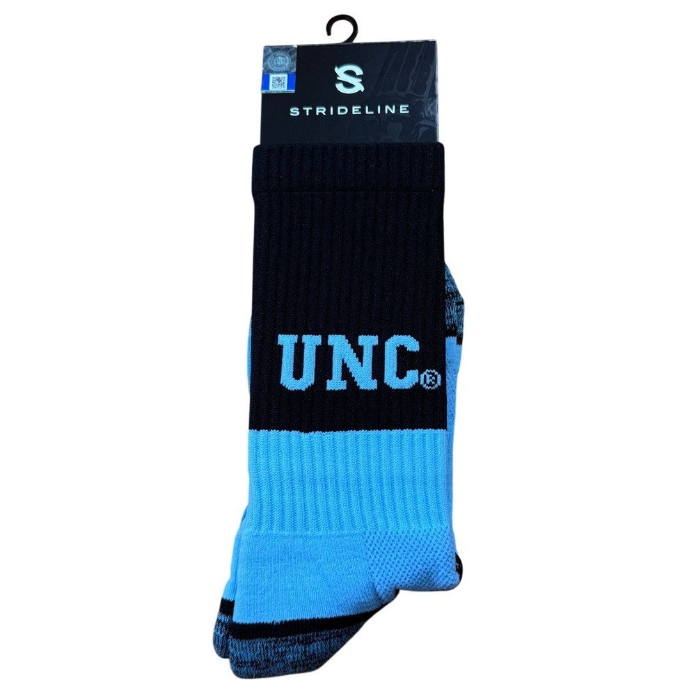 Strideline UNC Tar Heels Crew Socks Mens OS Black Blue NCAA Athletic N012527
